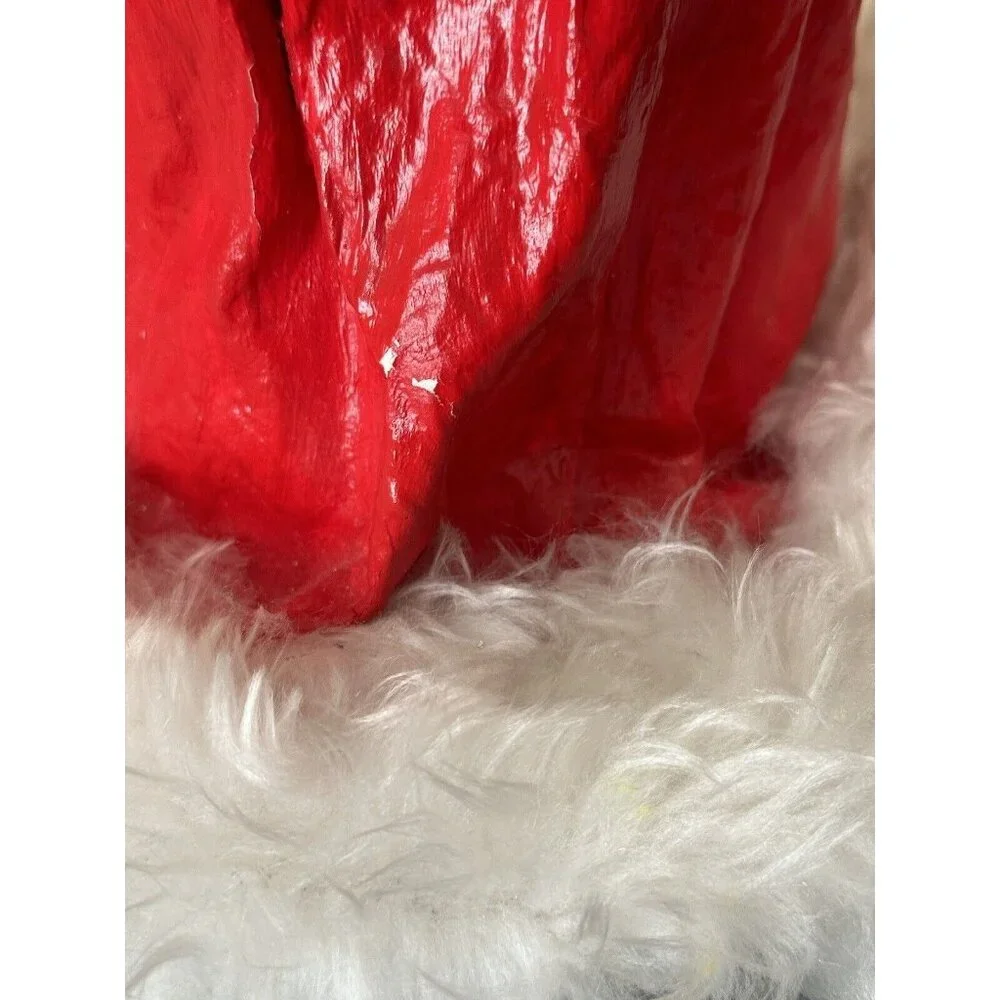 Vtg Handmade Bottle Doll Mrs. Santa Claus Paper‎ Mache Kitsch Granny Core 1970's